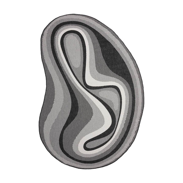 Organisch gevormd buitenkleed Loop Stone Zwart - Vloerkledenloods