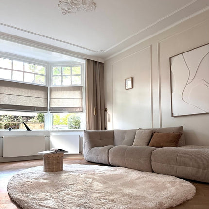 Organisch hoogpolig vloerkleed Odelia beige/wit - Interieur05 - Vloerkledenloods