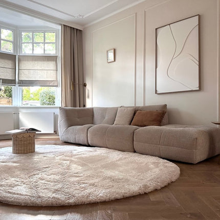 Organisch hoogpolig vloerkleed Odelia beige/wit - Interieur05 - Vloerkledenloods
