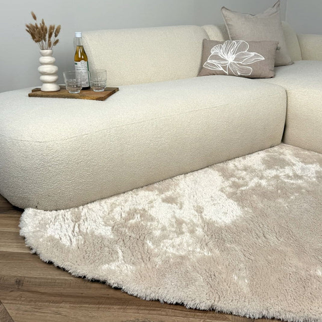 Organisch hoogpolig vloerkleed Odelia beige/wit - Interieur05 - Vloerkledenloods