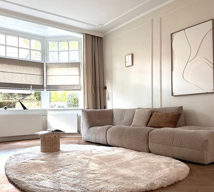 Organisch hoogpolig vloerkleed Odelia beige/wit - Interieur05 - Vloerkledenloods