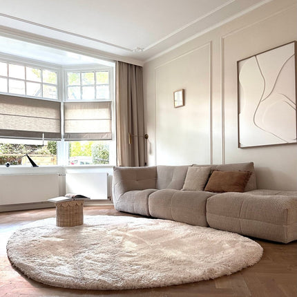 Organisch hoogpolig vloerkleed Odelia beige/wit - Interieur05 - Vloerkledenloods