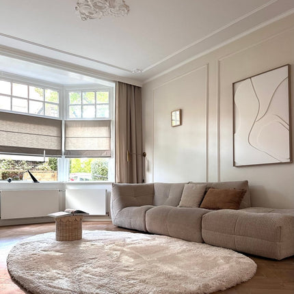 Organisch hoogpolig vloerkleed Odelia beige/wit - Interieur05 - Vloerkledenloods