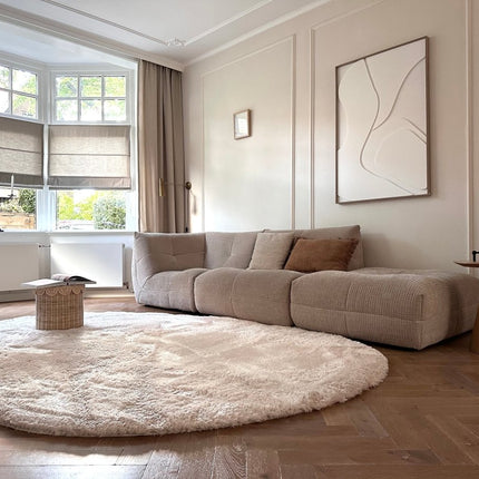 Organisch hoogpolig vloerkleed Odelia beige/wit - Interieur05 - Vloerkledenloods