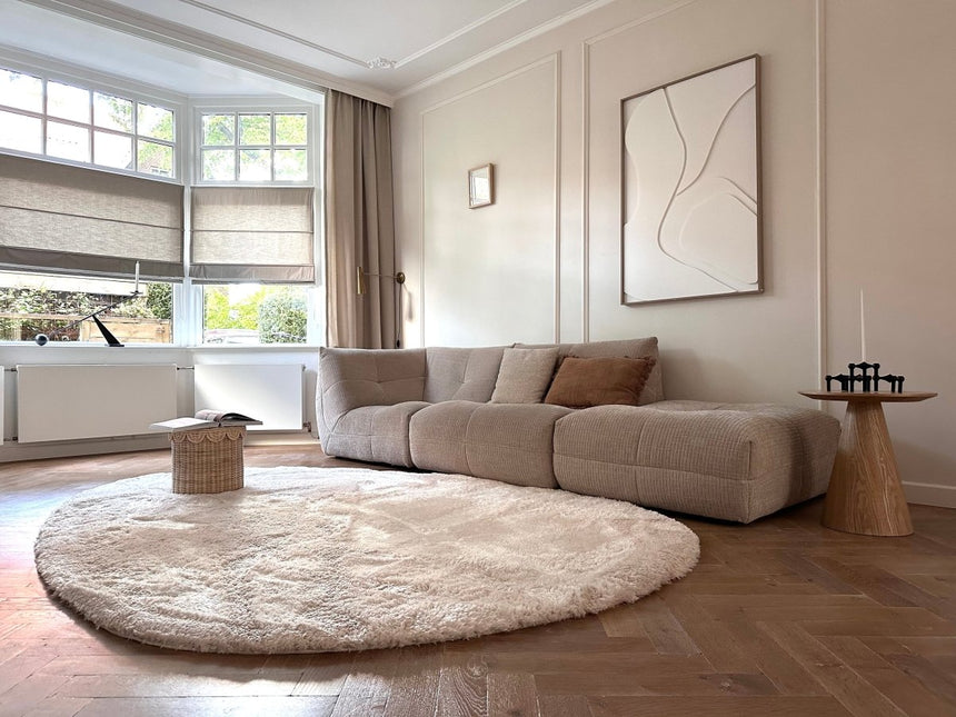 Organisch hoogpolig vloerkleed Odelia beige/wit - Interieur05 - Vloerkledenloods