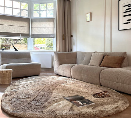 Organisch hoogpolig vloerkleed Odelia bruin/taupe - Interieur05 - Vloerkledenloods