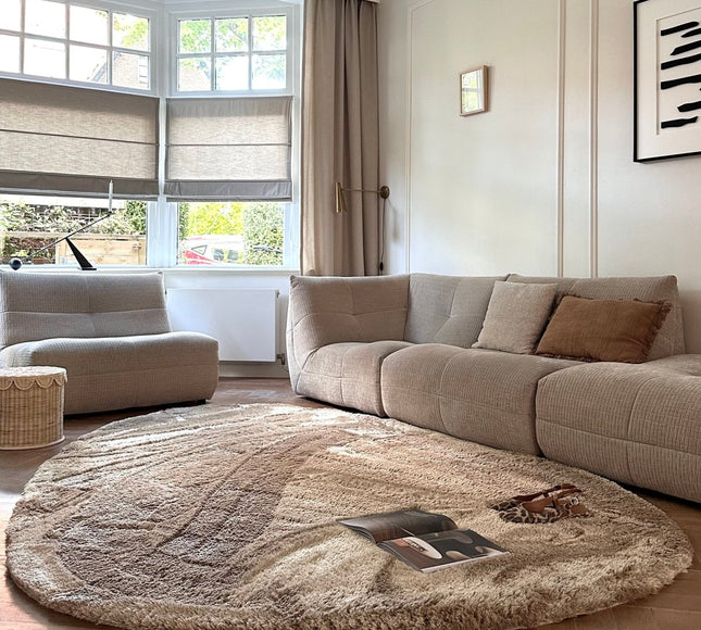 Organisch hoogpolig vloerkleed Odelia bruin/taupe - Interieur05 - Vloerkledenloods