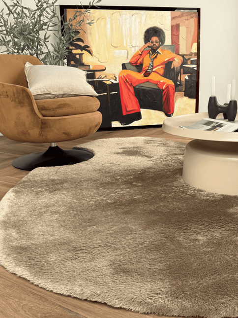 Organisch hoogpolig vloerkleed Odelia bruin/taupe - Interieur05 - Vloerkledenloods