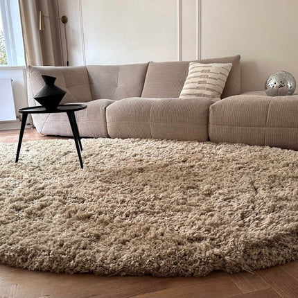 Organisch Hoogpolig Vloerkleed Pilo Beige Polyester Interieur05 - Vloerkledenloods