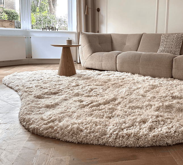 Organisch Hoogpolig Vloerkleed Pilo Ivoor Wit Polyester Interieur05 - Vloerkledenloods