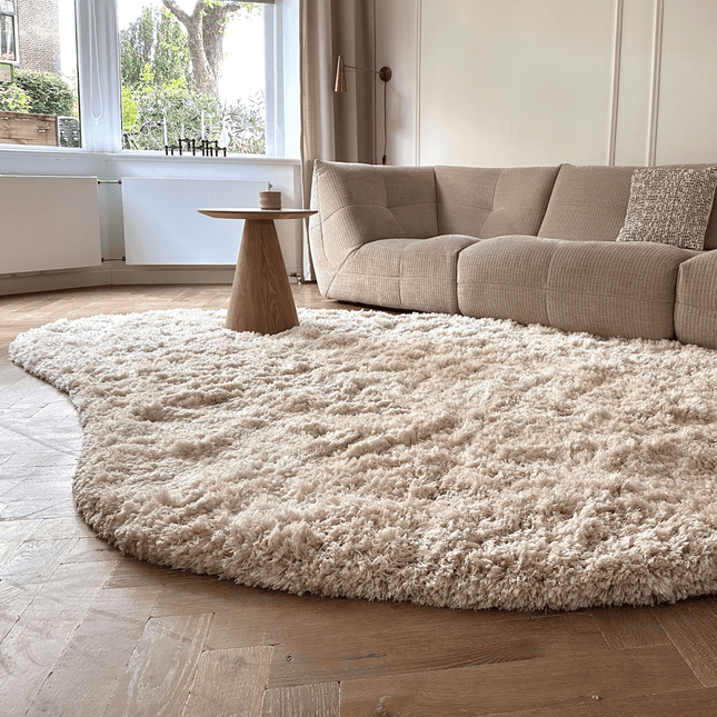 Organisch Hoogpolig Vloerkleed Pilo Ivoor Wit Polyester Interieur05 - Vloerkledenloods