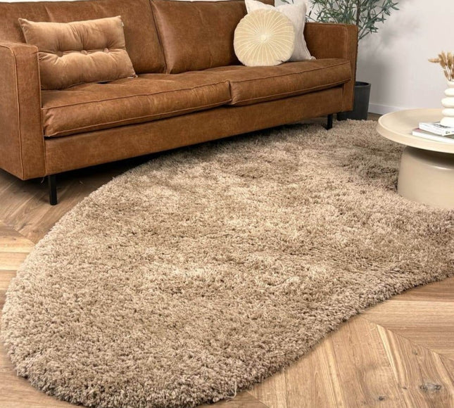Organisch hoogpolig vloerkleed Pilo taupe polyester Interieur05 - Vloerkledenloods