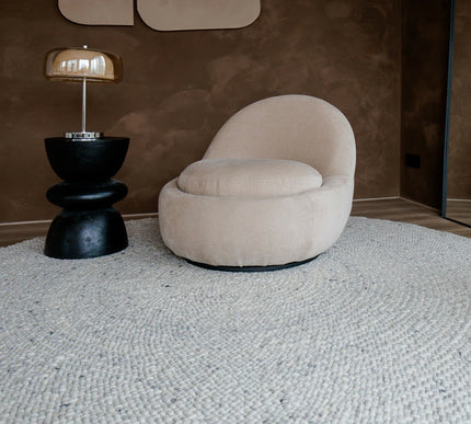 Rond Wollen Vloerkleed Palermo Beige/Grijs Eva Interior