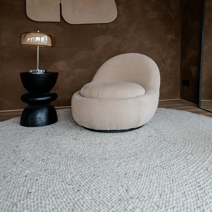 Rond Wollen Vloerkleed Palermo Beige/Grijs Eva Interior