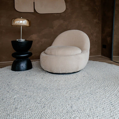 Rond Wollen Vloerkleed Palermo Beige/Grijs Eva Interior