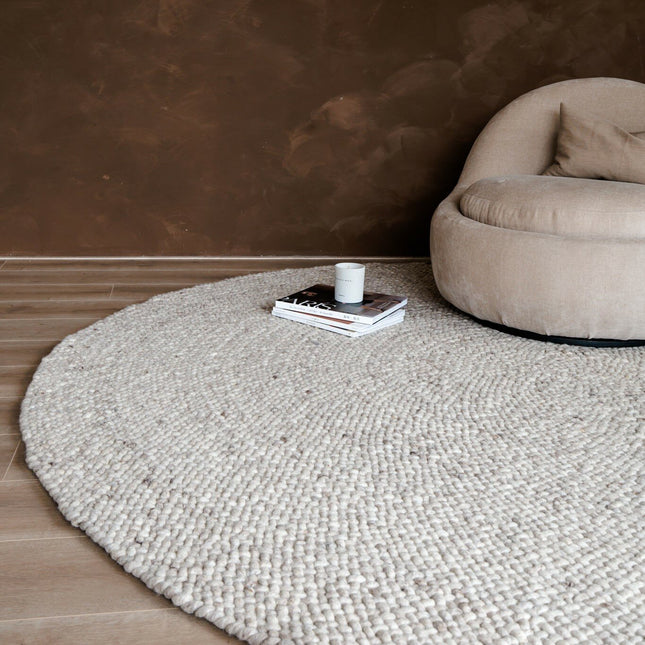 Rond Wollen Vloerkleed Palermo Beige/Taupe Eva Interior