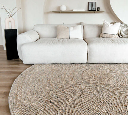 Rond Wollen Vloerkleed Palermo Beige/lichtbruin Eva Interior