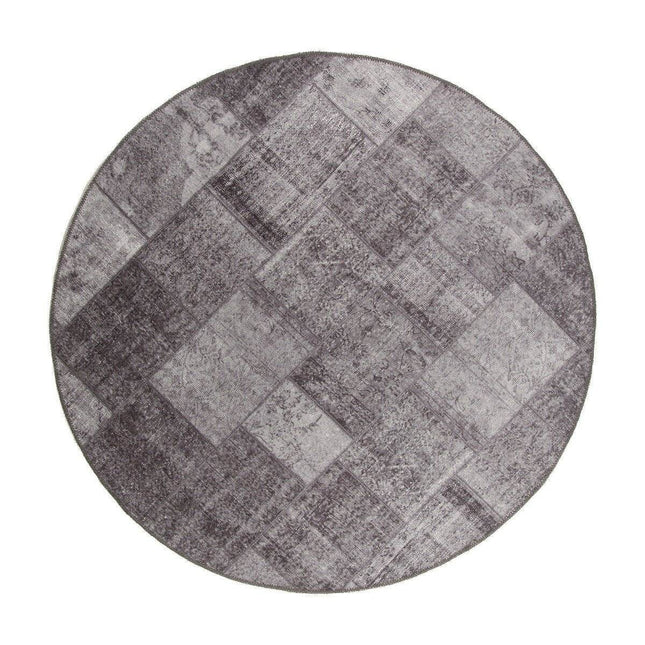 Patchwork Vloerkleed rond Antraciet Lara - Vloerkledenloods