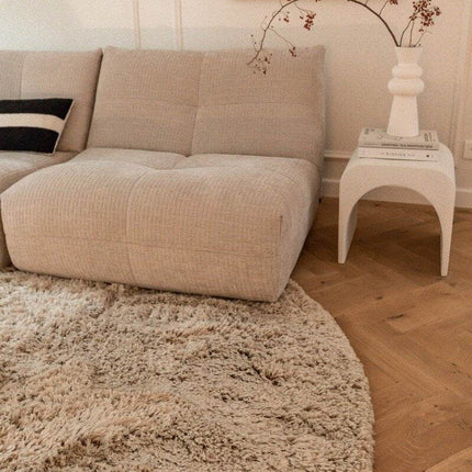 Rond Hoogpolig Vloerkleed Pilo Beige Polyester Interieur05 - Vloerkledenloods