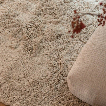 Rond Hoogpolig Vloerkleed Pilo Beige Polyester Interieur05 - Vloerkledenloods