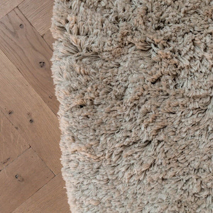 Rond Hoogpolig Vloerkleed Pilo Beige Polyester Interieur05 - Vloerkledenloods