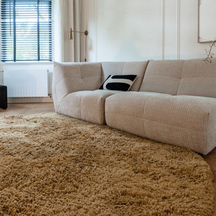 Rond Hoogpolig Vloerkleed Pilo Caramel Polyester Interieur05