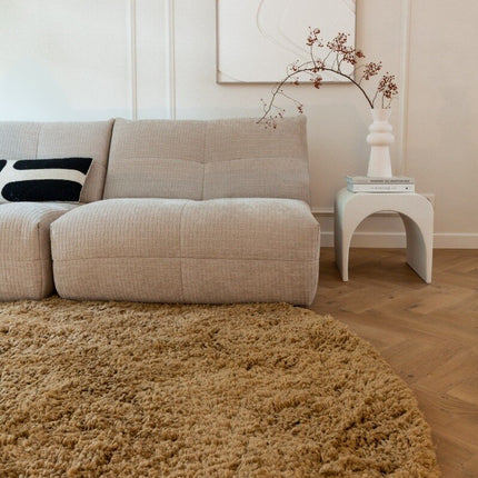 Rond Hoogpolig Vloerkleed Pilo Caramel Polyester Interieur05