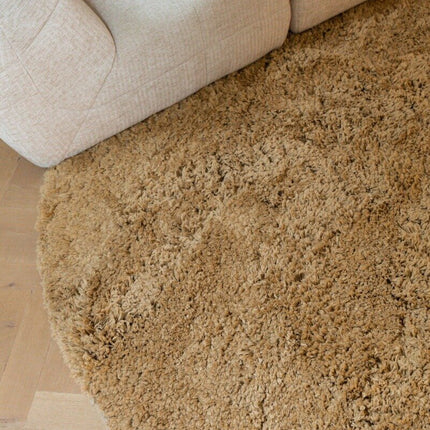 Rond Hoogpolig Vloerkleed Pilo Caramel Polyester Interieur05