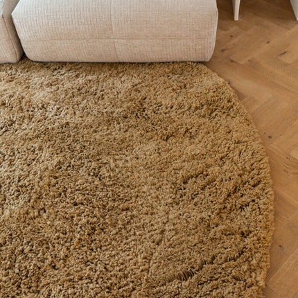 Rond Hoogpolig Vloerkleed Pilo Caramel Polyester Interieur05