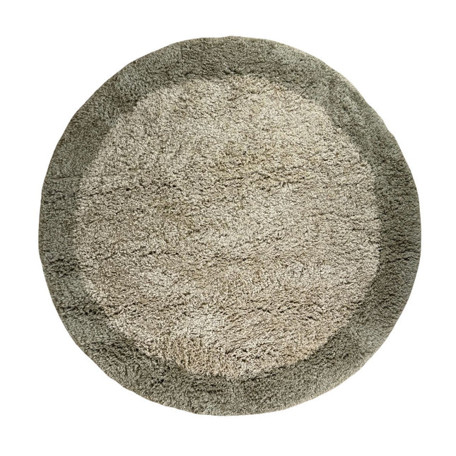 Rond hoogpolig vloerkleed Pilo groen/beige polyester Interieur05