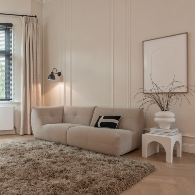 Hoogpolig vloerkleed Pilo taupe polyester Interieur05