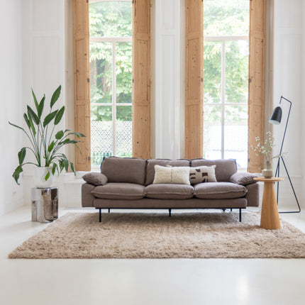 Wollen vloerkleed hoogpolig Raw Wool Lichtbruin Interieur05