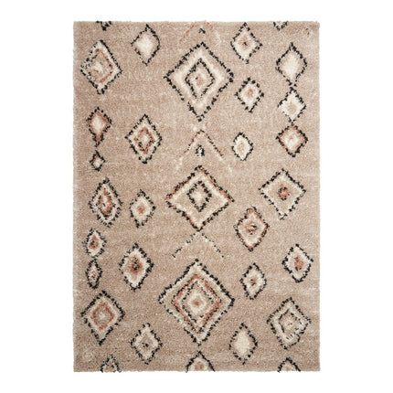 Berber Vloerkleed Hoogpolig Grijs/Beige - Ikat