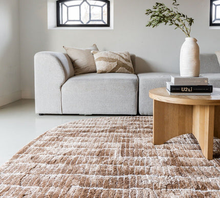 Vloerkleed Rectangle Edge Bruin/Wit
