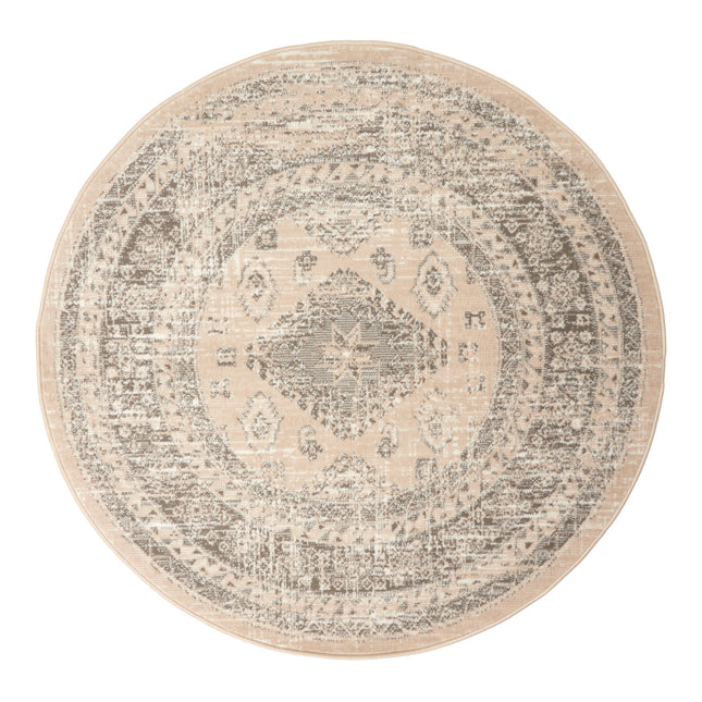 Rond vintage Vloerkleed Aila Zand/beige