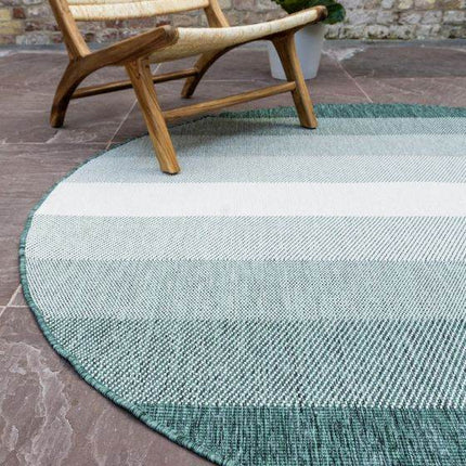 Rond Buiten vloerkleed Boa - Groen/Wit - dubbelzijdig - EVA Interior - Vloerkledenloods