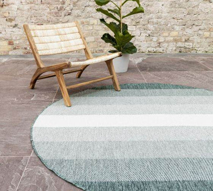 Rond Buiten vloerkleed Boa - Groen/Wit - dubbelzijdig - EVA Interior - Vloerkledenloods