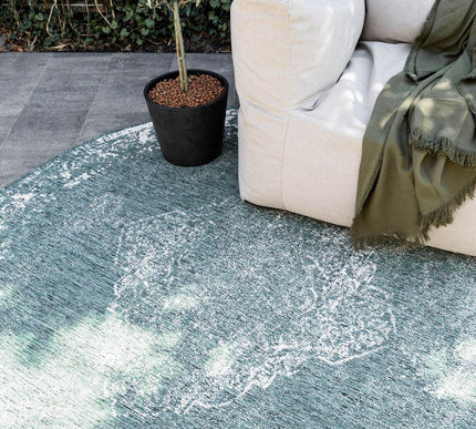 Rond Buiten vloerkleed sage - Groen - dubbelzijdig - EVA Interior - Vloerkledenloods