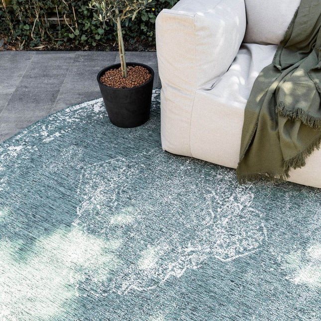 Rond Buiten vloerkleed sage - Groen - dubbelzijdig - EVA Interior - Vloerkledenloods