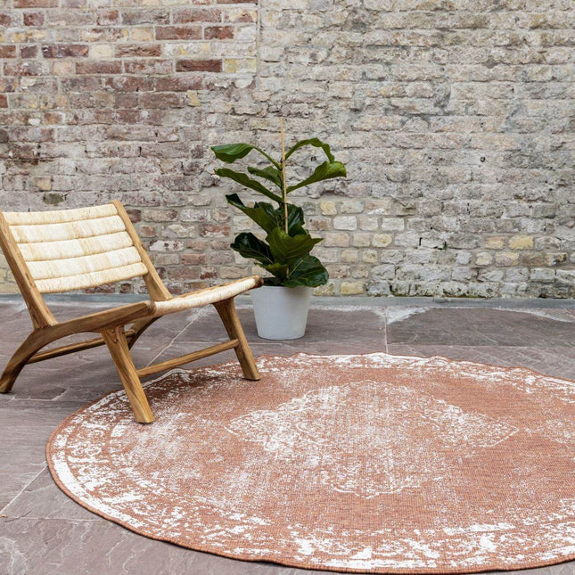 Rond Buiten vloerkleed sage - Roest - dubbelzijdig - EVA Interior - Vloerkledenloods