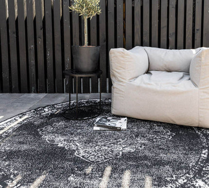 Rond Buiten vloerkleed sage - Zwart - dubbelzijdig - EVA Interior - Vloerkledenloods