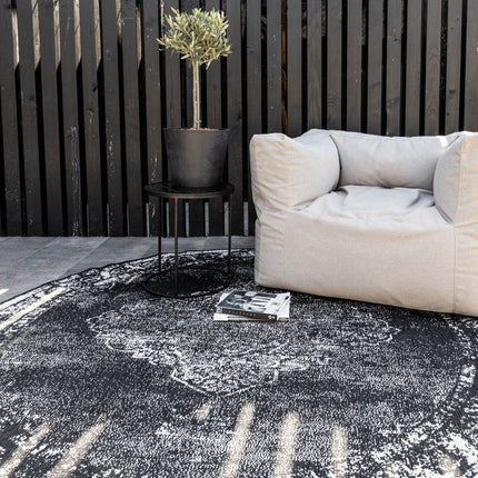 Rond Buiten vloerkleed sage - Zwart - dubbelzijdig - EVA Interior - Vloerkledenloods