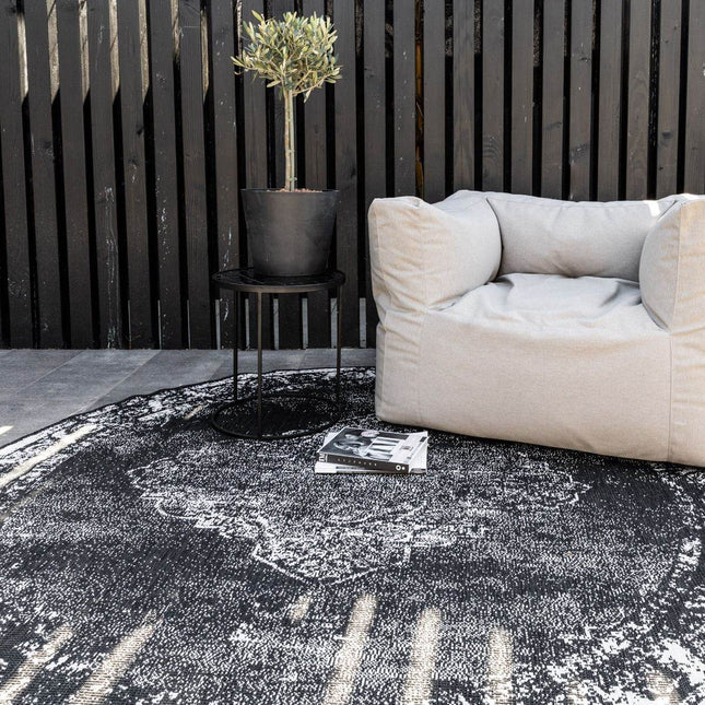 Rond Buiten vloerkleed sage - Zwart - dubbelzijdig - EVA Interior - Vloerkledenloods