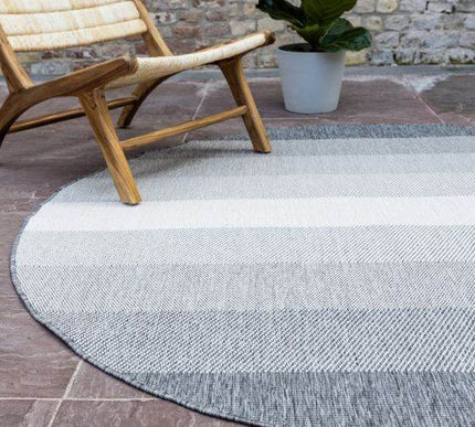 Rond Buitenkleed Boa - Grijs/Wit - Dubbelzijdig - EVA Interior - Vloerkledenloods