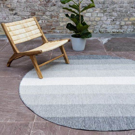 Rond Buitenkleed Boa - Grijs/Wit - Dubbelzijdig - EVA Interior - Vloerkledenloods
