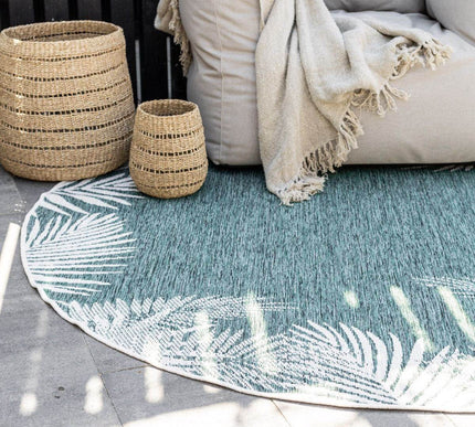Rond Buitenkleed Leaf - Groen - dubbelzijdig - EVA Interior - Vloerkledenloods