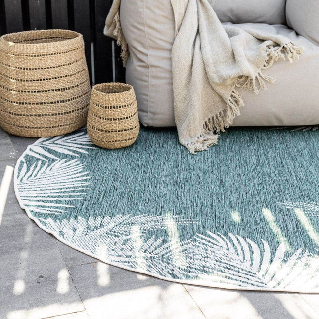 Rond Buitenkleed Leaf - Groen - dubbelzijdig - EVA Interior - Vloerkledenloods