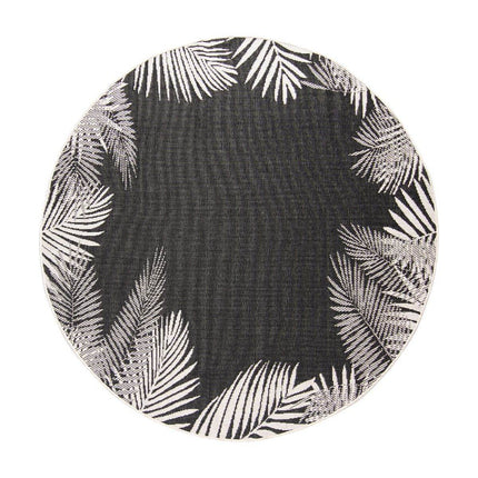 Rond Buitenkleed Leaf - Zwart - dubbelzijdig - EVA Interior - Vloerkledenloods