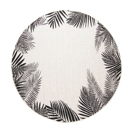 Rond Buitenkleed Leaf - Zwart - dubbelzijdig - EVA Interior - Vloerkledenloods