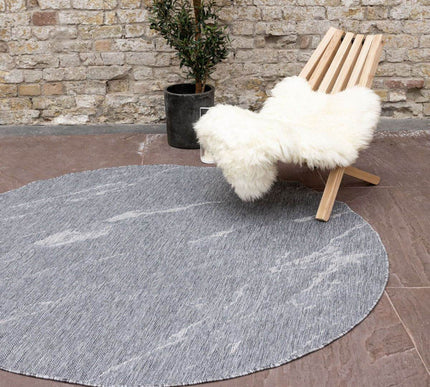 Rond Buitenkleed Marble - Grijs/wit - dubbelzijdig - EVA Interior - Vloerkledenloods